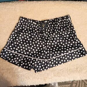 EUC ~Victoria's Secret Black Satin Sleep Shorts w/ White Polka Dots (Size: Med.)